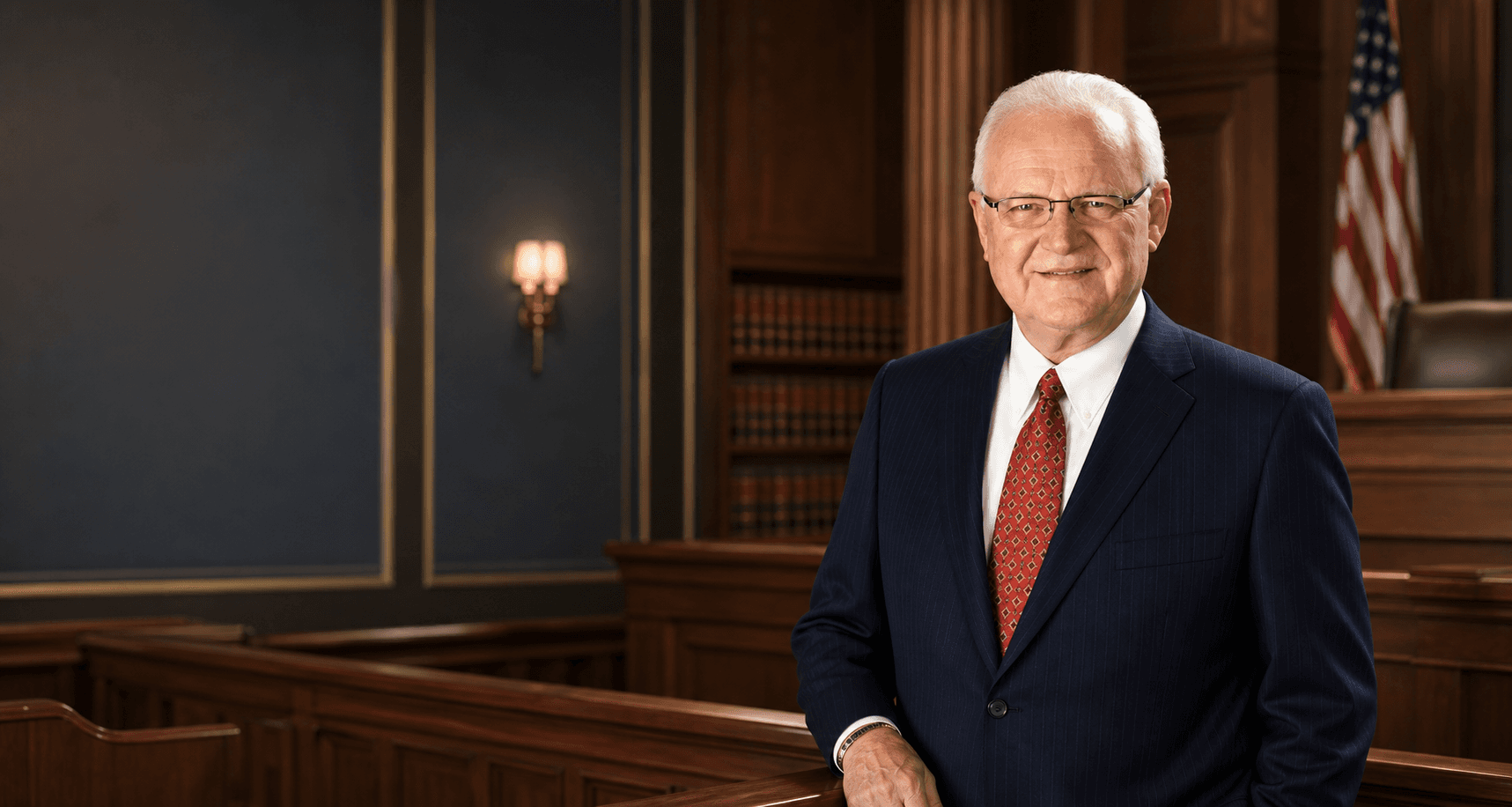 Curt Davis professional attorney portrait in courtroom
